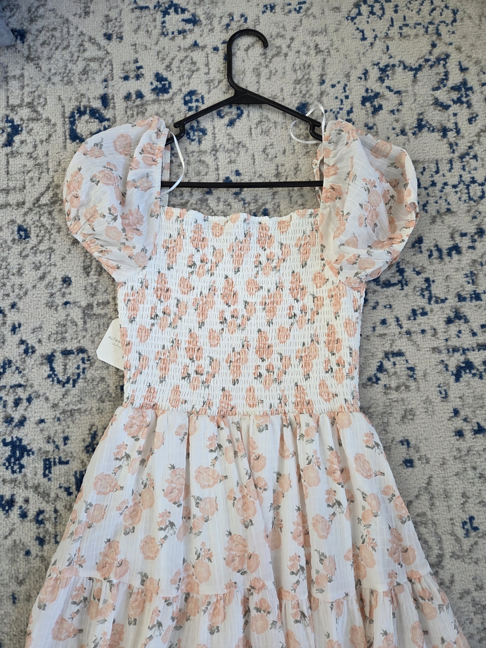 Altar'd State White Dress with Peach Floral Print